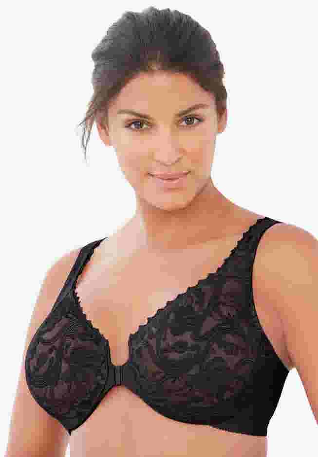 Glamorise® Wonderwire® Stretch Lace Front-Close Underwire Bra image number 0