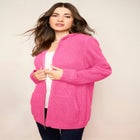 Plus Size Waffle Knit Zip-Front Relaxed Hoodie image number 0