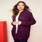 Plus Size Waffle Knit Zip Hoodie image number null