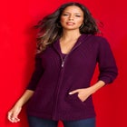 Plus Size Waffle Knit Zip Hoodie image number null