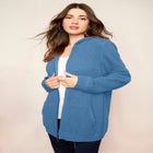 Plus Size Waffle Knit Zip-Front Relaxed Hoodie image number null