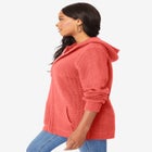 Plus Size Waffle Knit Zip Hoodie image number null