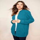 Plus Size Waffle Knit Zip-Front Relaxed Hoodie image number null