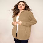 Plus Size Waffle Knit Zip-Front Relaxed Hoodie image number null