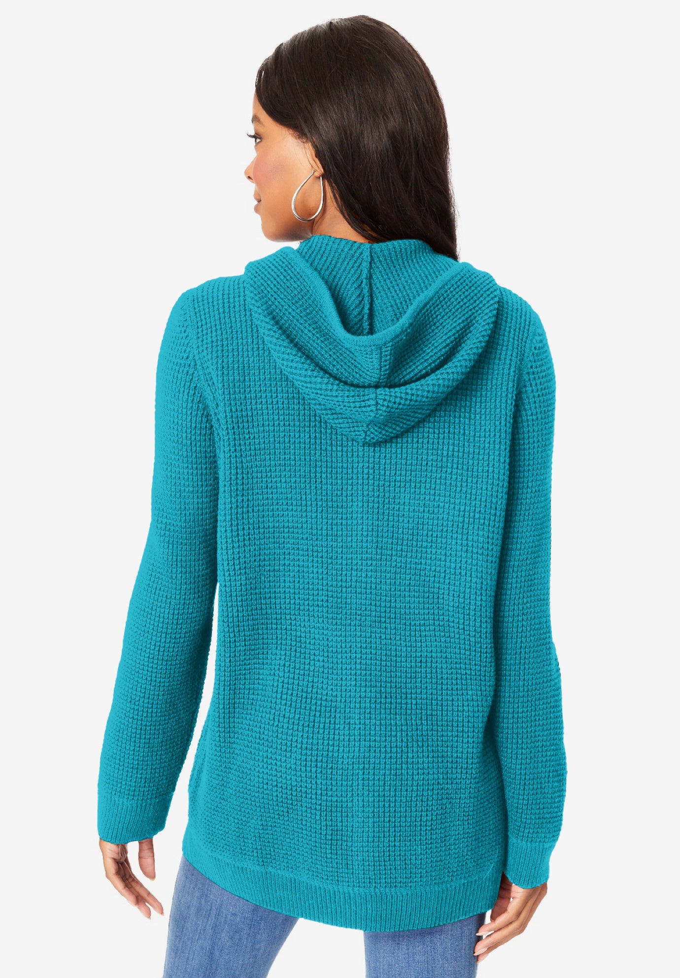 Plus Size Waffle Knit Zip Hoodie image number 1