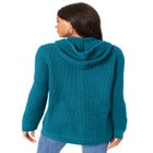 Plus Size Waffle Knit Zip-Front Relaxed Hoodie image number null