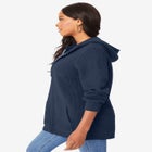 Plus Size Waffle Knit Zip Hoodie image number null