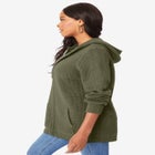 Plus Size Waffle Knit Zip Hoodie image number null
