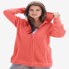 Plus Size Waffle Knit Zip Hoodie image number null