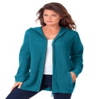 Plus Size Waffle Knit Zip-Front Relaxed Hoodie image number null