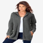 Plus Size Waffle Knit Zip Hoodie image number null