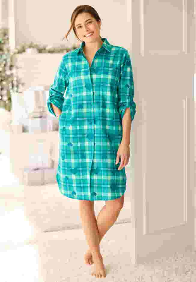 Plaid Flannel Button-Front Sleepshirt image number 0