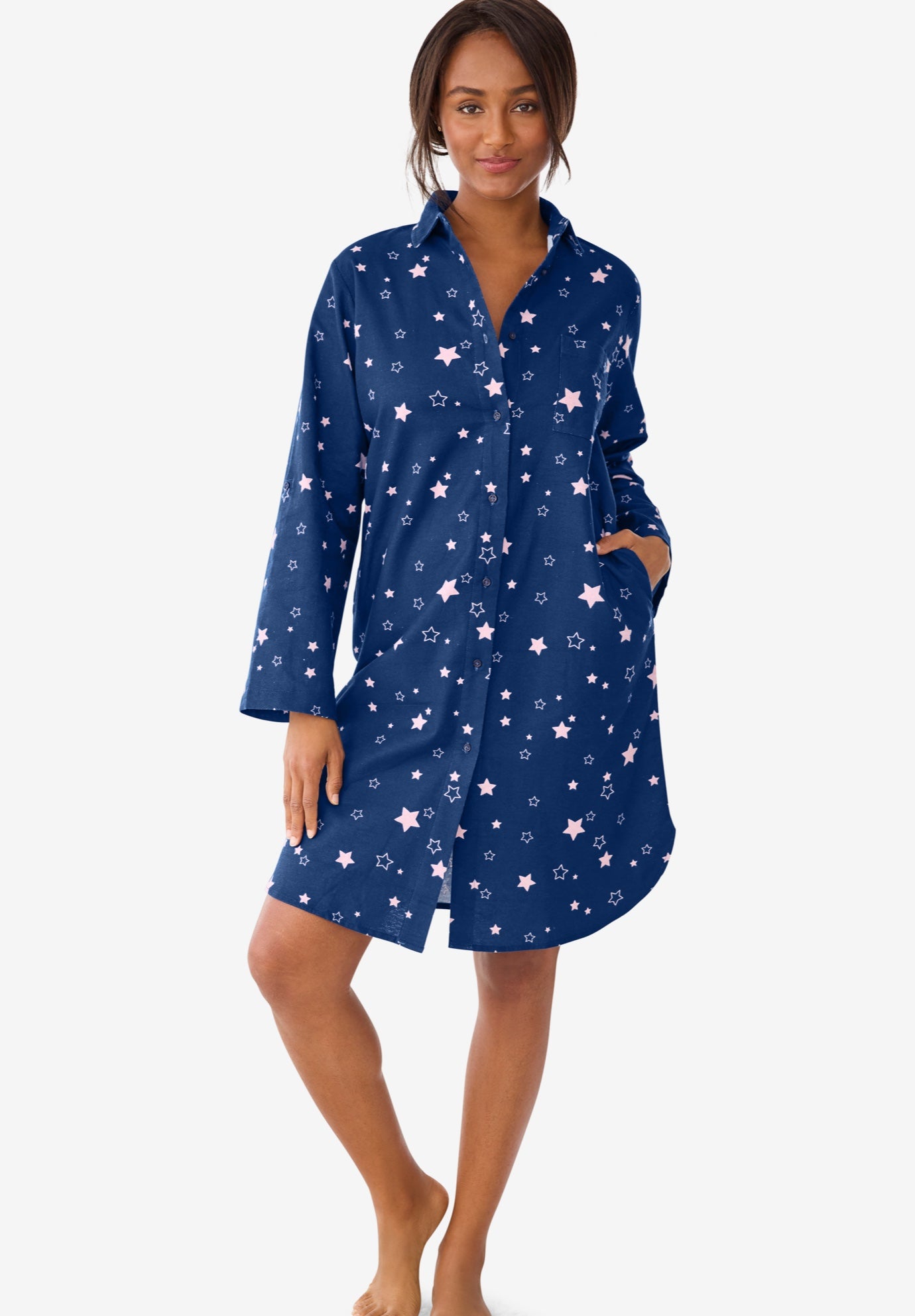 Plaid Flannel Button-Front Sleepshirt image number 0