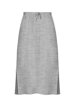 Maxi Sport Knit Side-Slit Skirt for Plus Size, Heather Grey