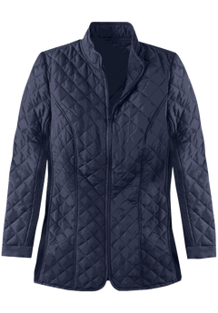 Zip-Front Quilted Jacket for Cold Weather, Navy | Woman Within