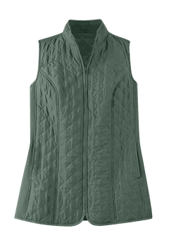 Quilted Vest with Zip Front for Women, Pine | Woman Within