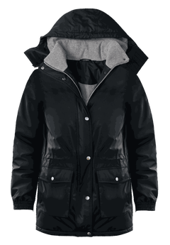 新品　BRIEFING　MS STRETCH PACKABLE PARKA Parka with Detachable Hood & Fleece Lining, Black | Woman Within