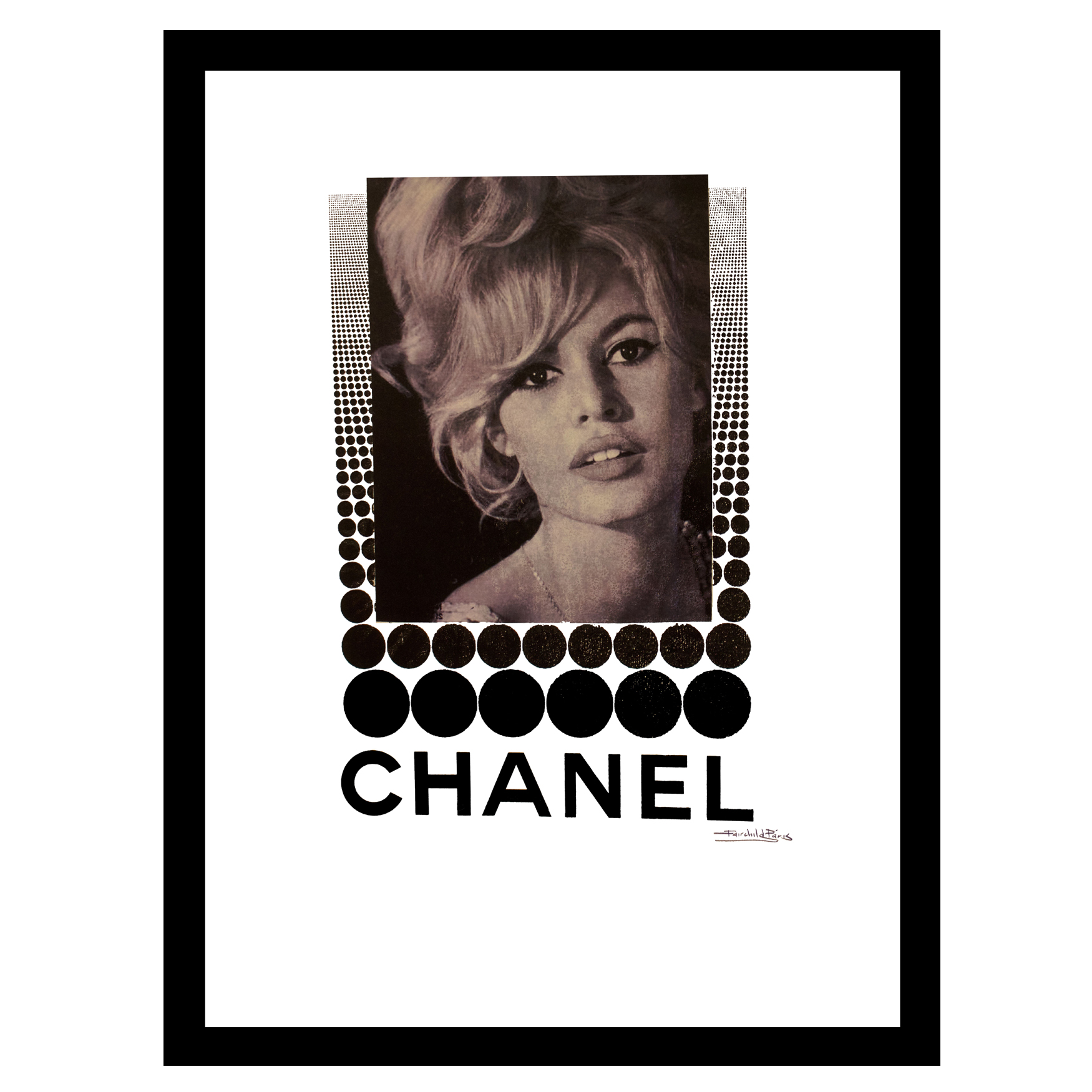 Chanel Glass Black Framed Print 120x90cm  Paisley House