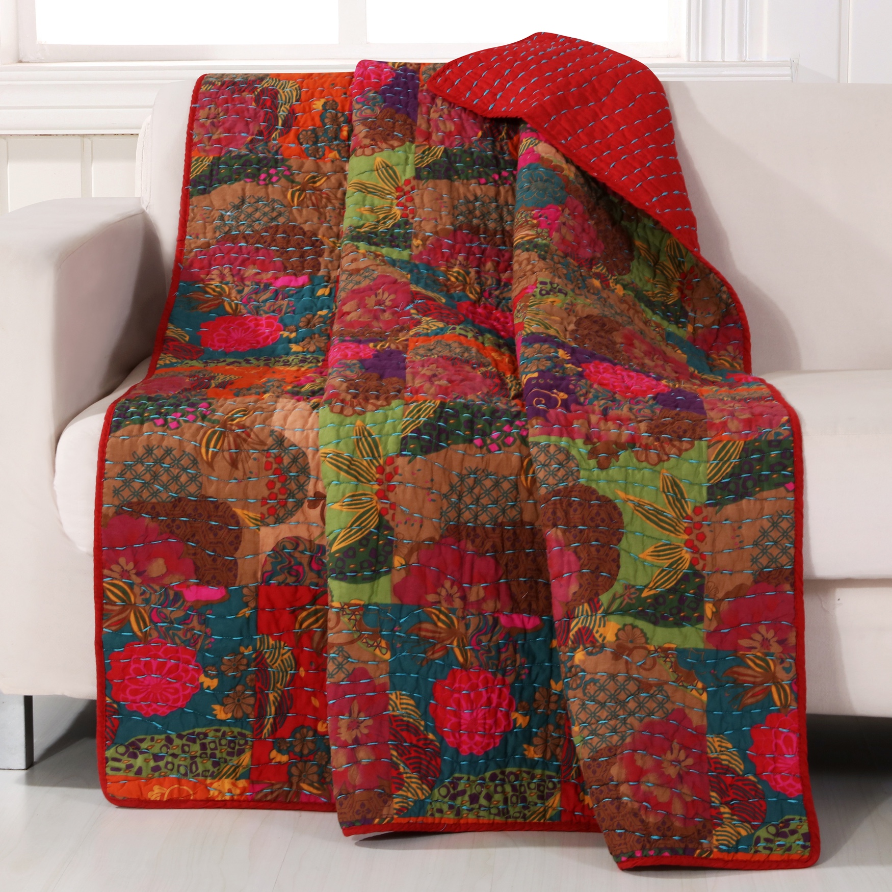 Jewel Quilted Throw Blanket, MULTI