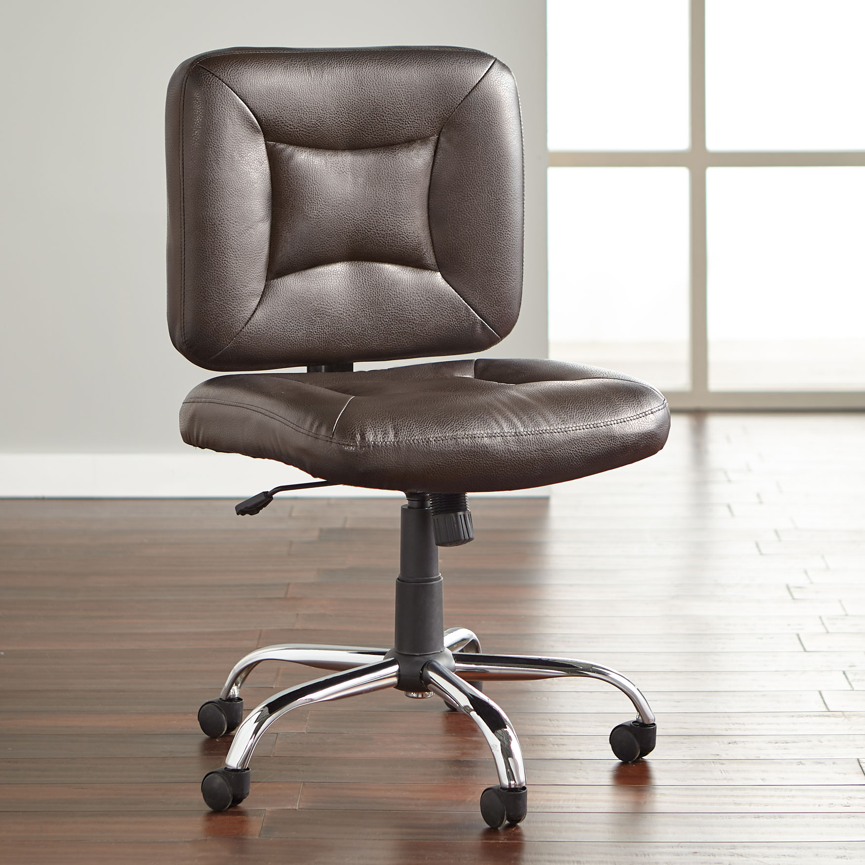 Big and Tall Armless Office Chair, BROWN