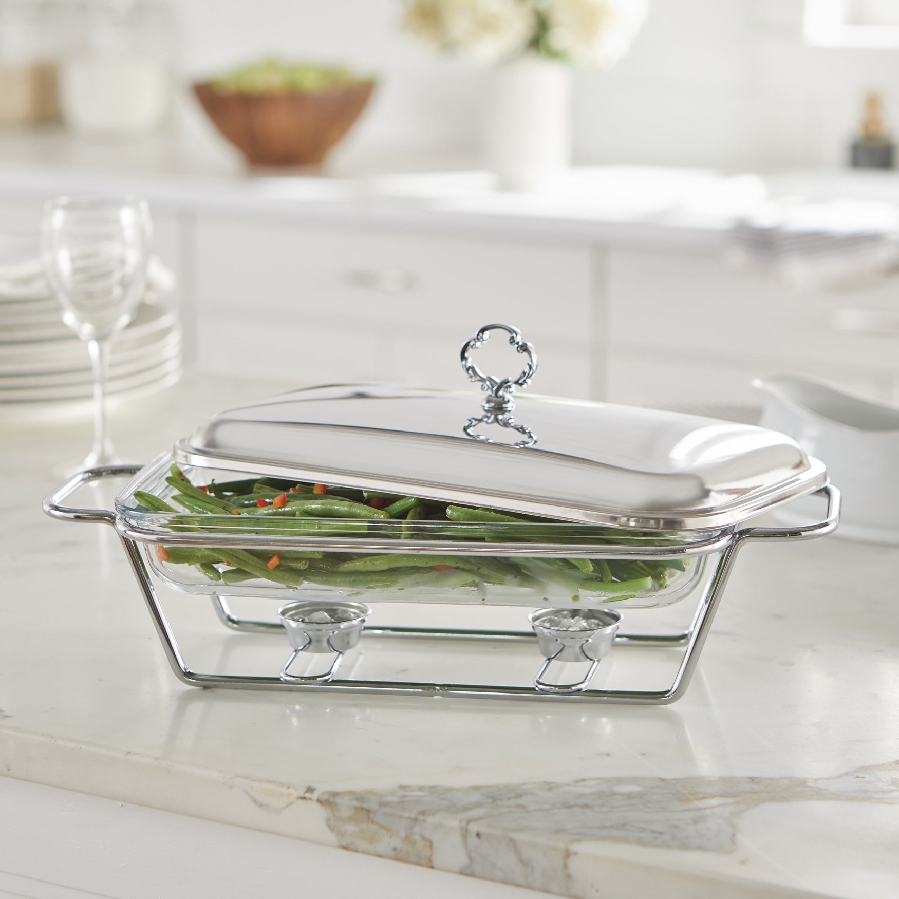 2.3Qt. Rectangular Glass Chafing Dish Woman Within