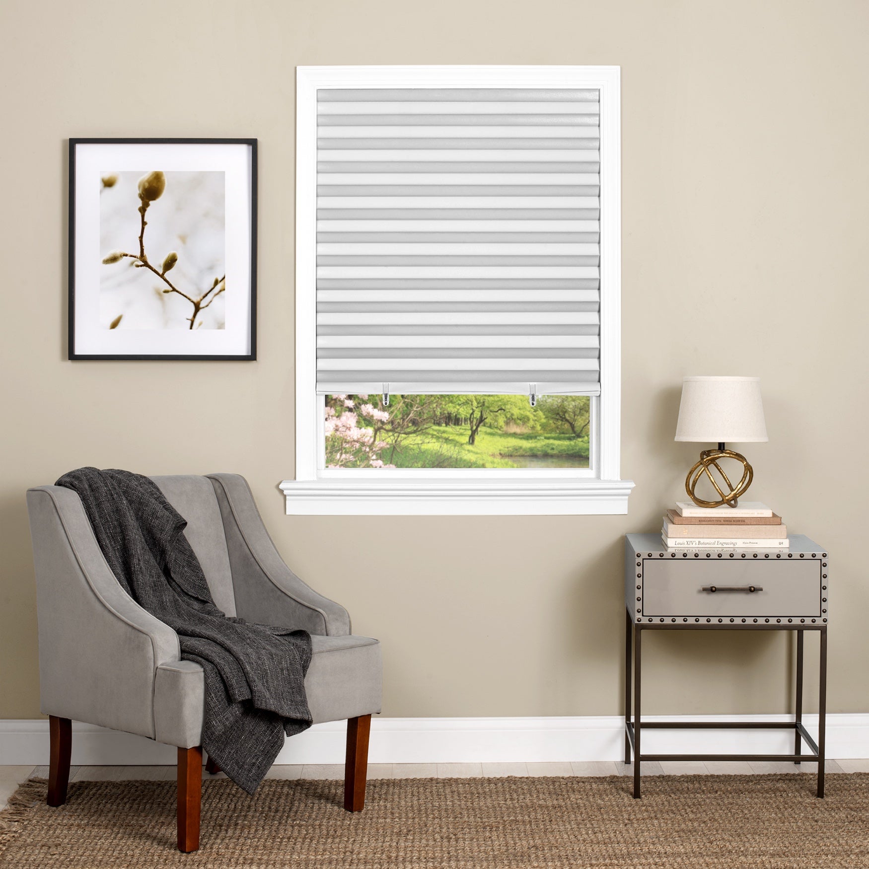 Cordless 123 Vinyl Room Darkening Pleated Window Shade Woman Within