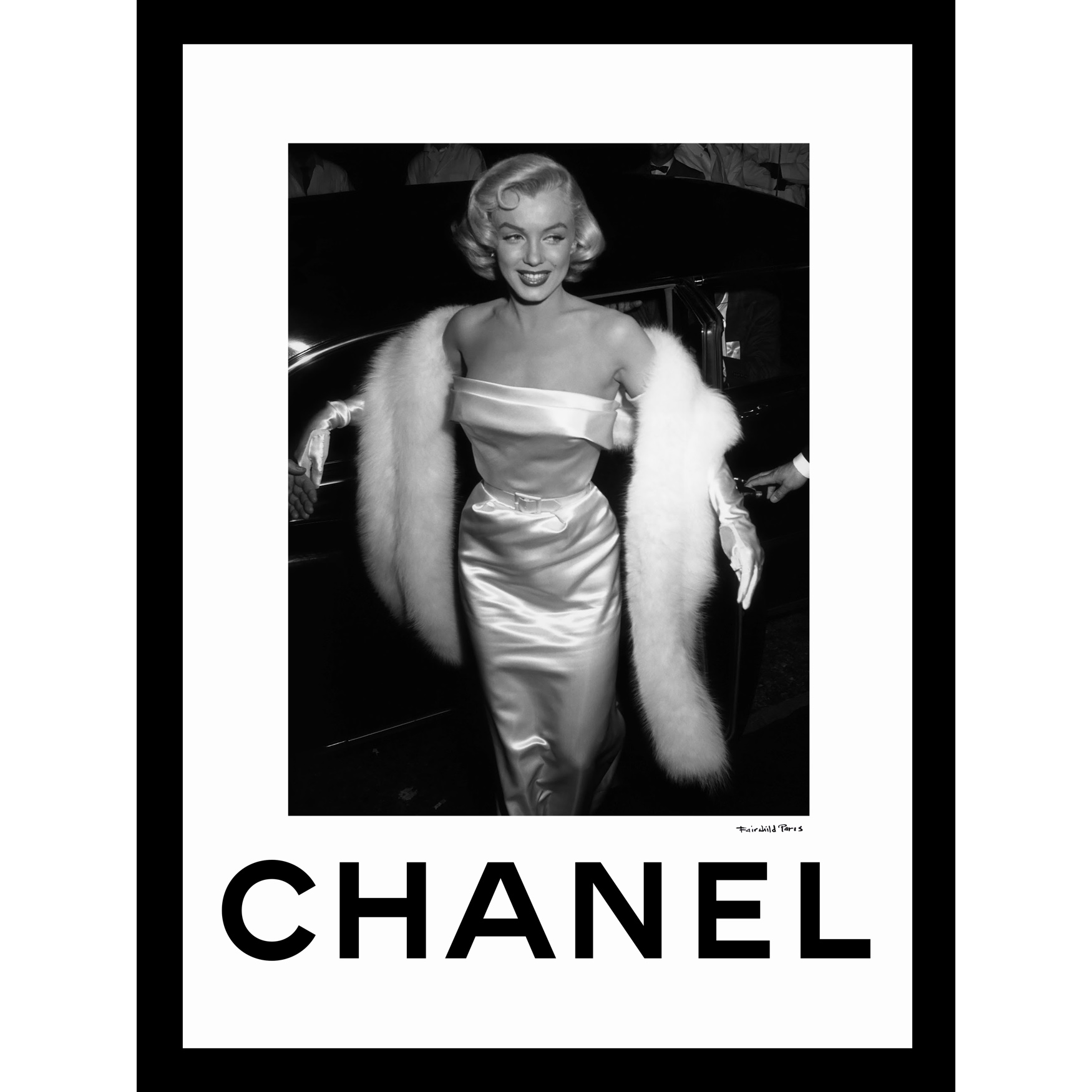 Chanel Marilyn Monroe Glamour 14x18 Framed Print, BLACK WHITE