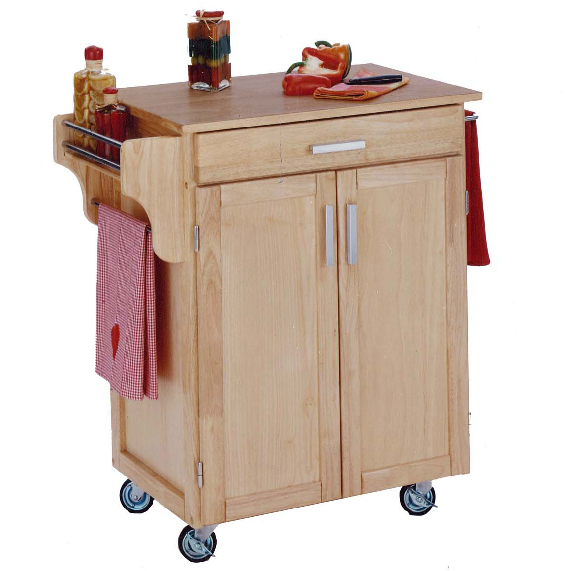Cuisine Natural Wood Kitchen Cart with Wood Top, NATURAL WOOD