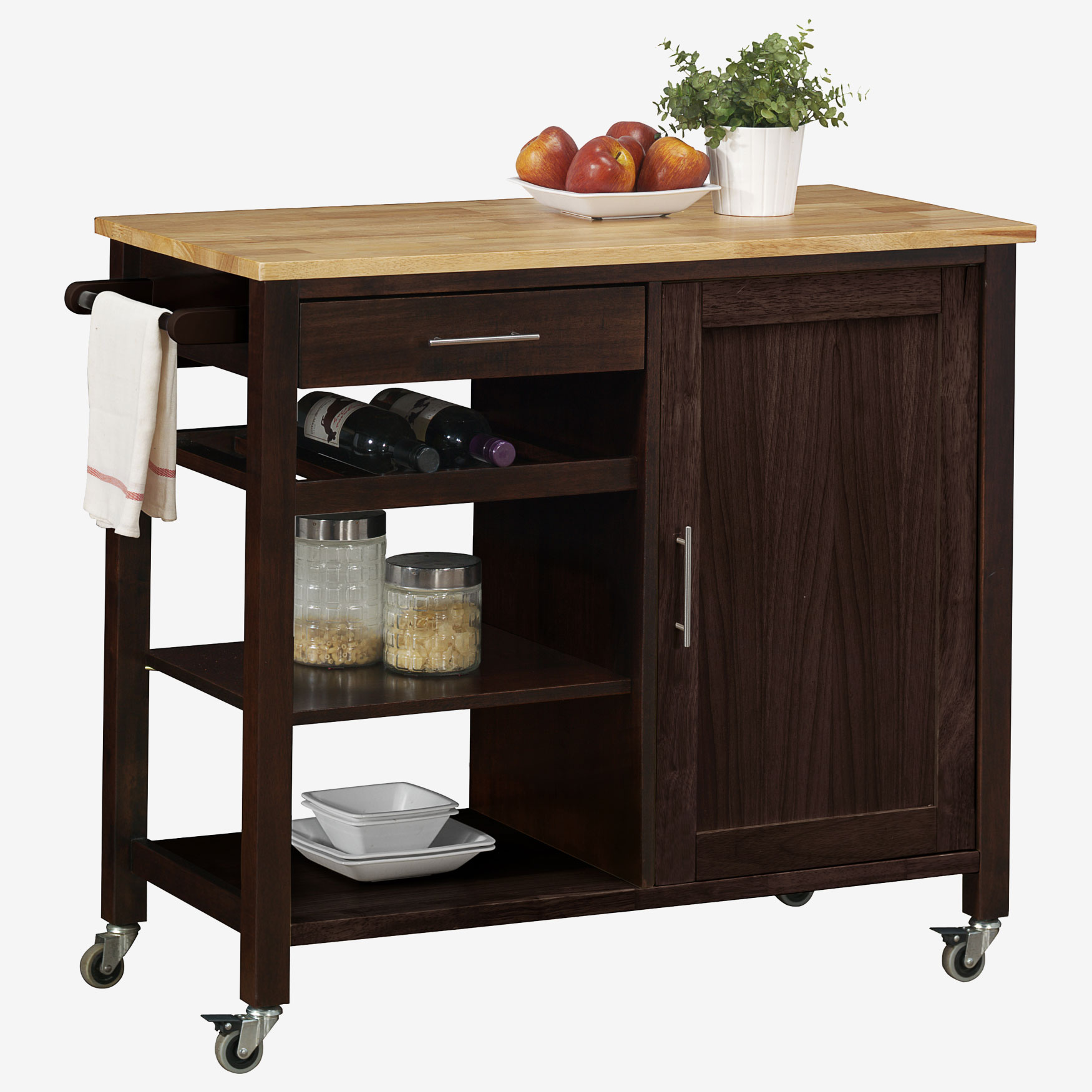 Calgary Cart with Wood Top, EXPRESSO
