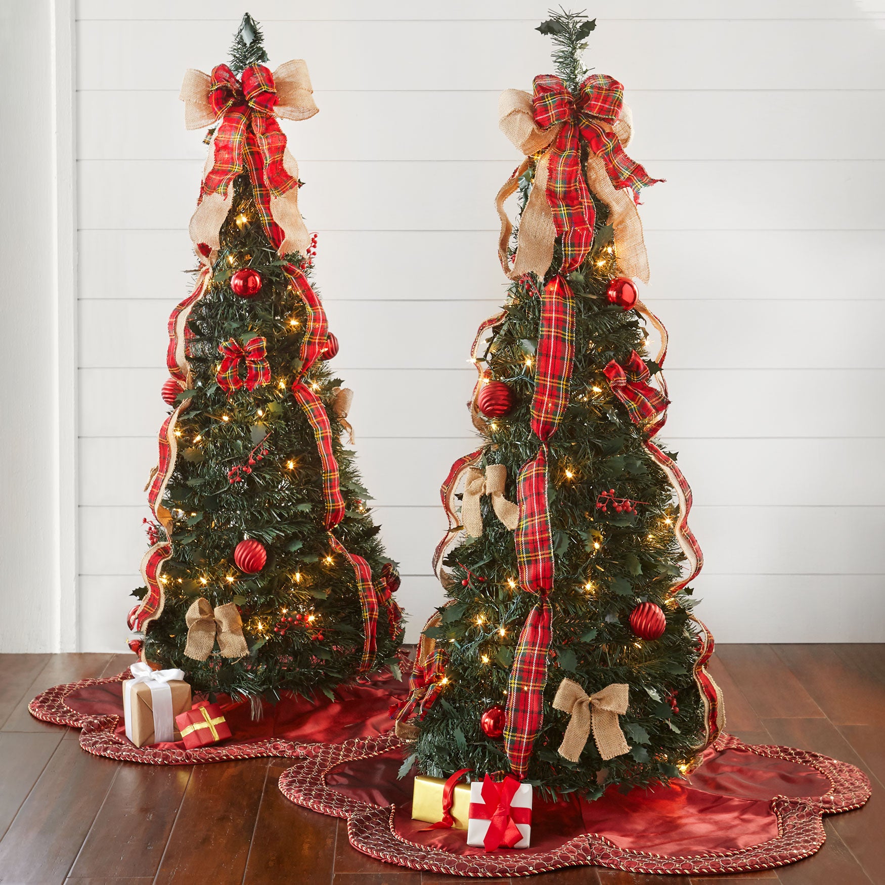 Fully Decorated Pre Lit 4 Pop Up Christmas Tree Plus Size
