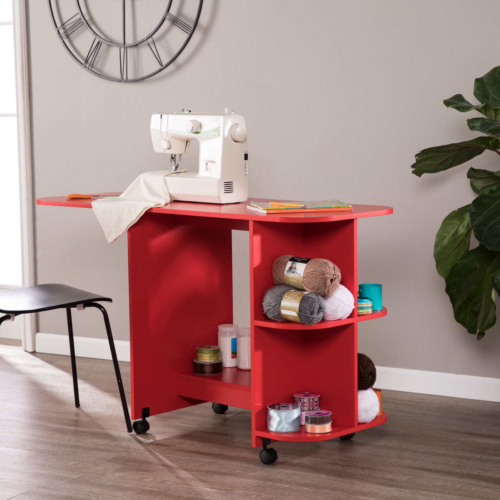 Expandable Rolling Sewing Table/Craft Station, RED