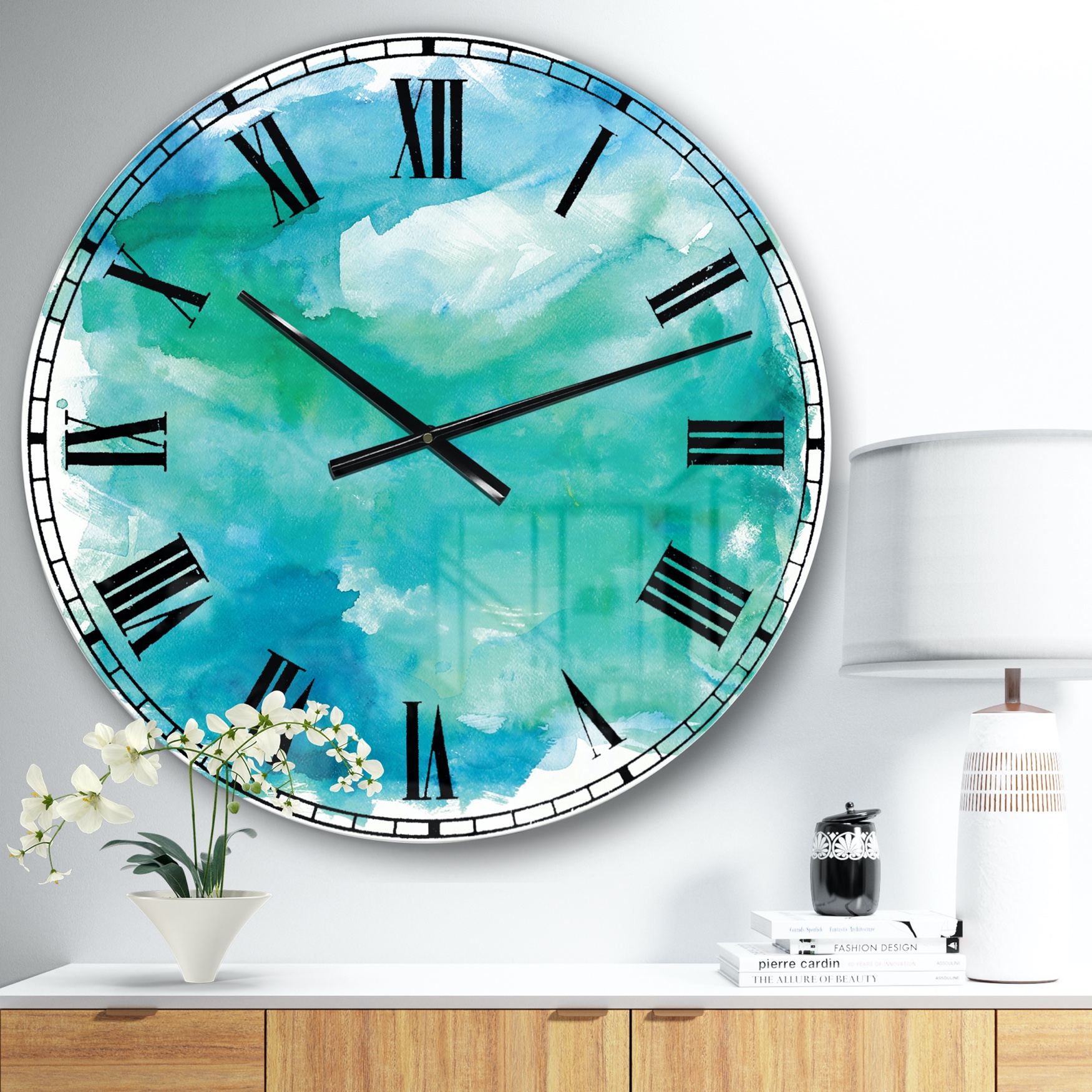 Sea Glass Farmhouse Wall Clock, BLUE