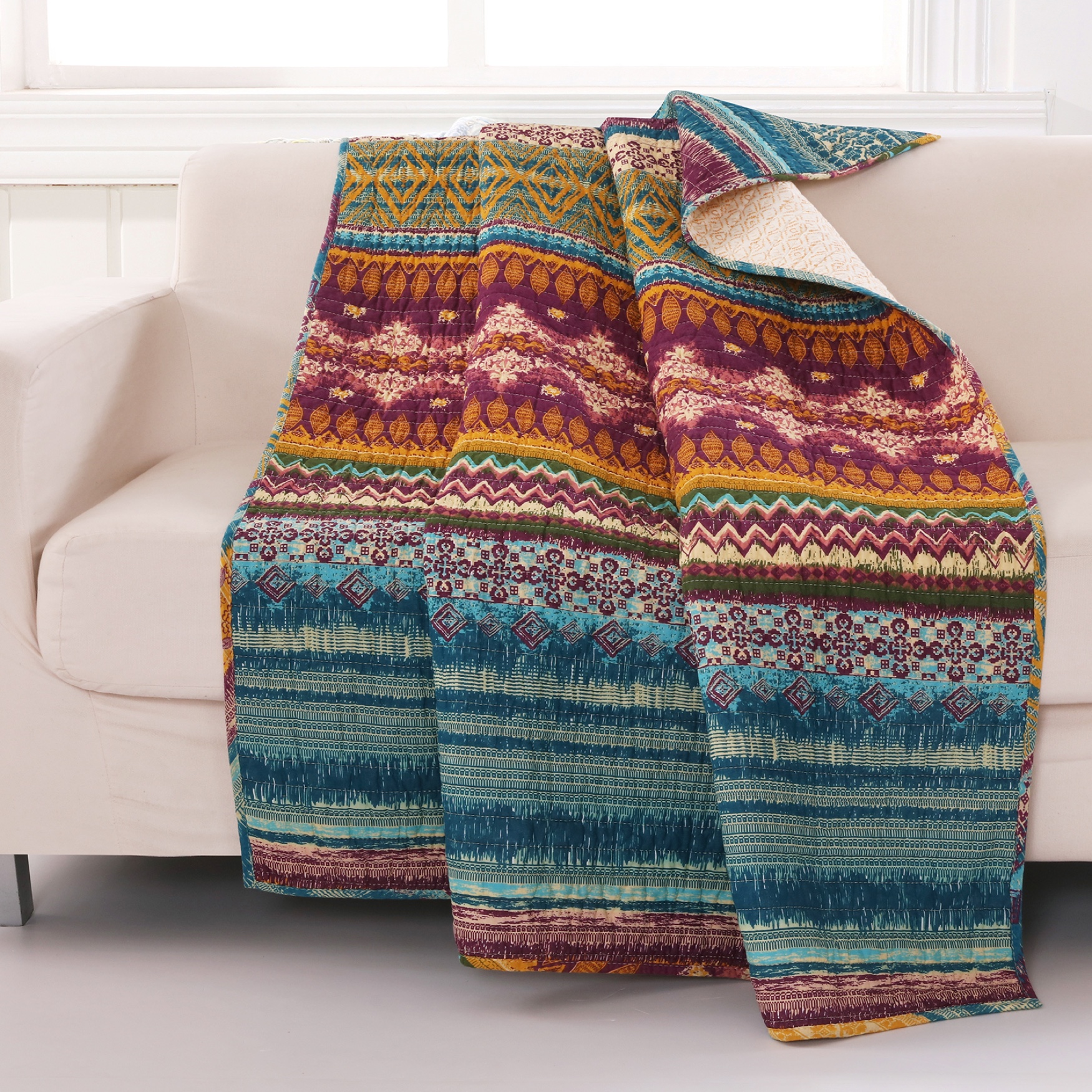 Southwest Quilted Throw Blanket, MULTI
