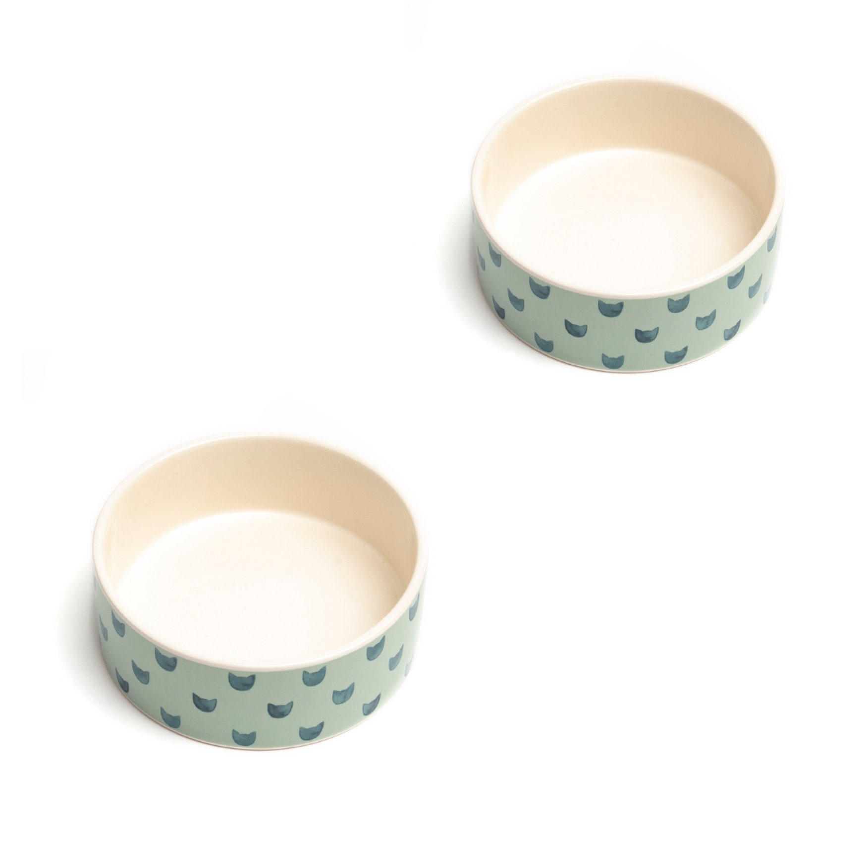 Set Of 2 Two Monty Pet Cat Dishes, ASSORTED