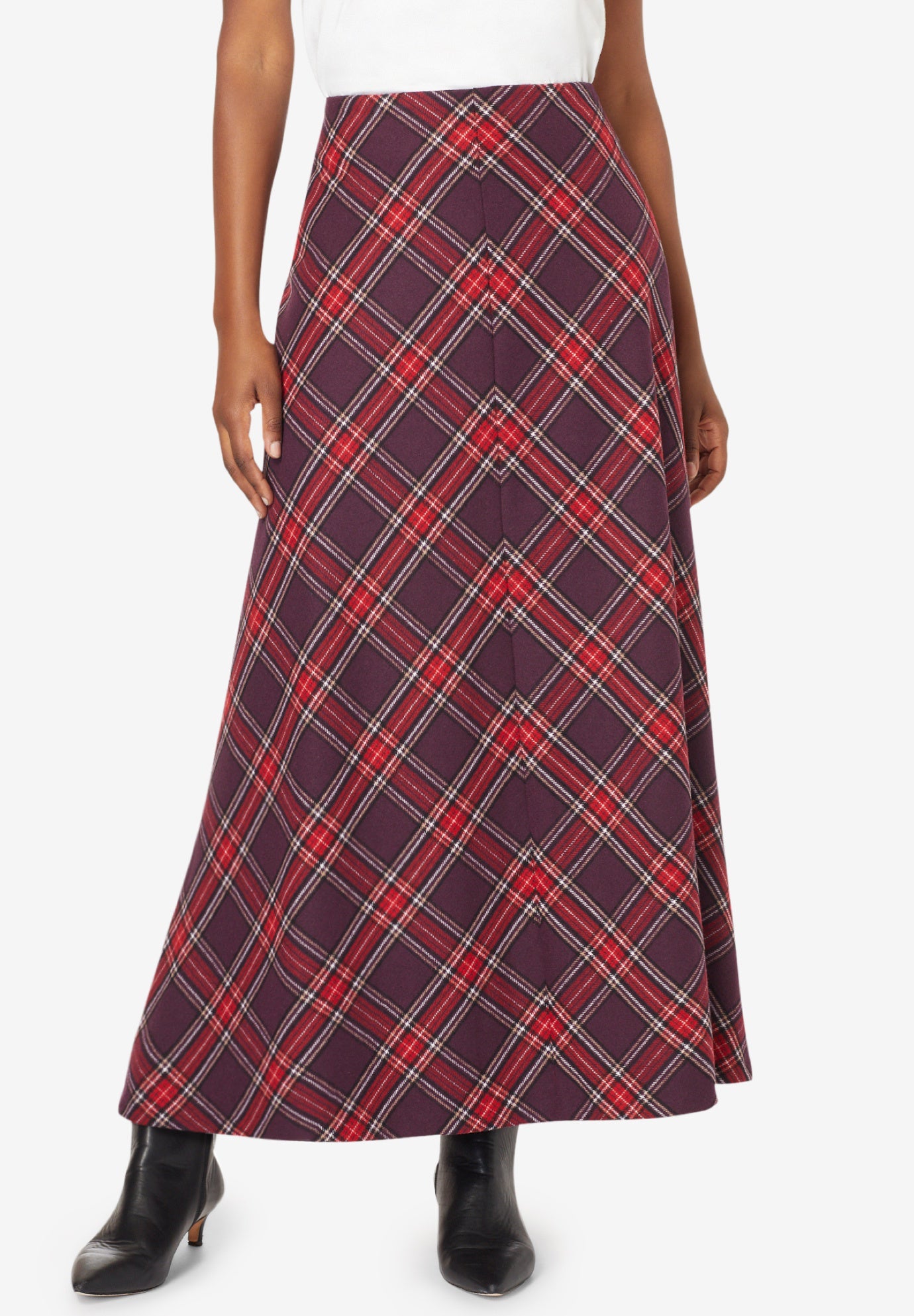 Lyocell Wool Godet Hem Pull On Maxi Skirt