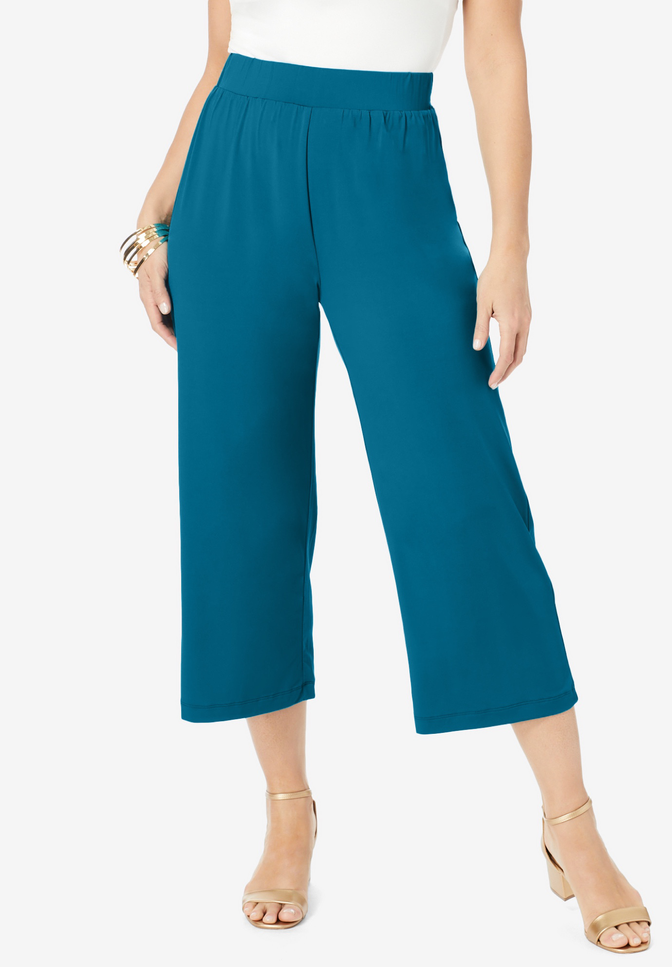 Knit Wide-Leg Crop Pant | Woman Within