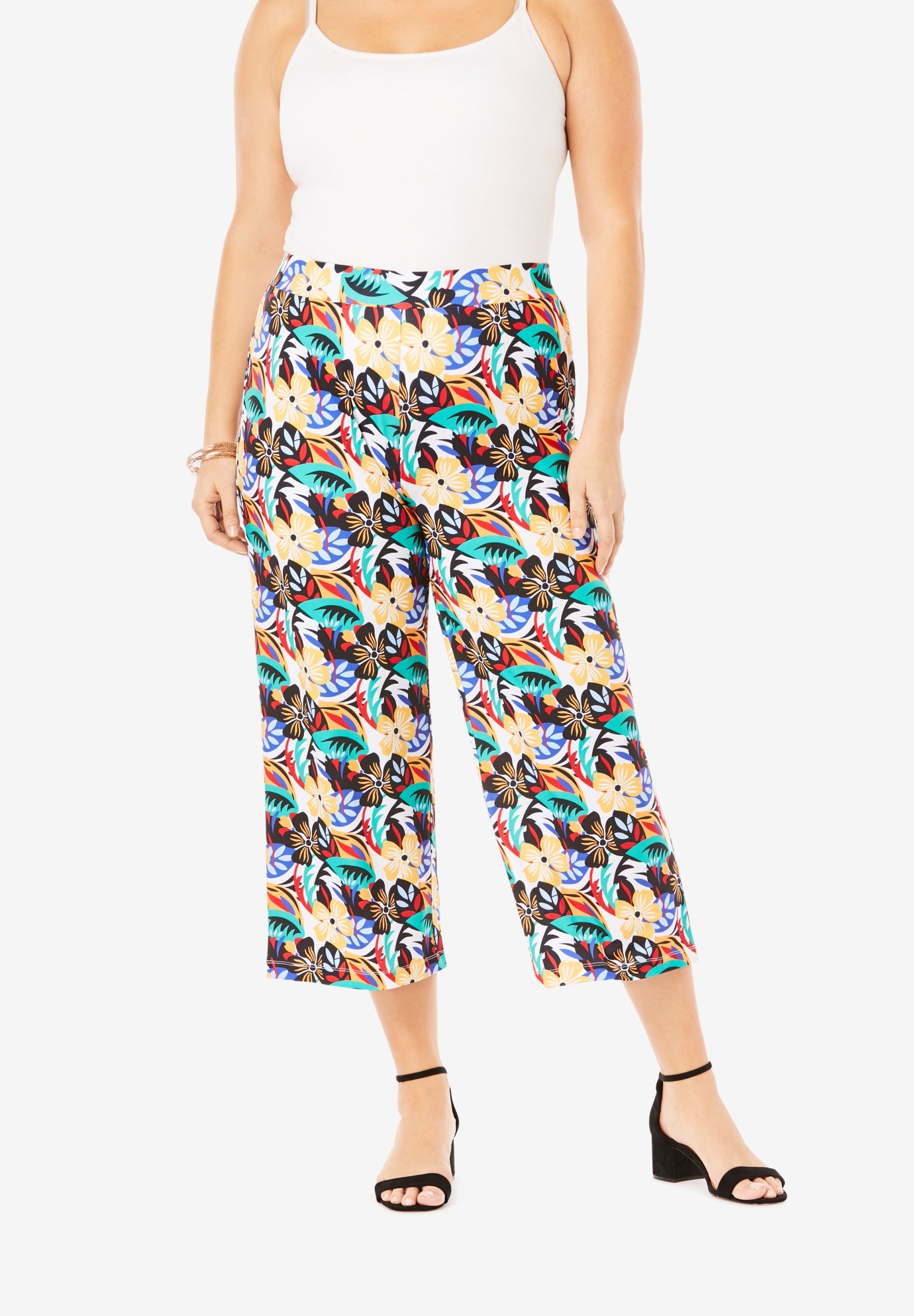 Travel Stretch Knit Cropped Pants Plus Sizecapris Woman Within