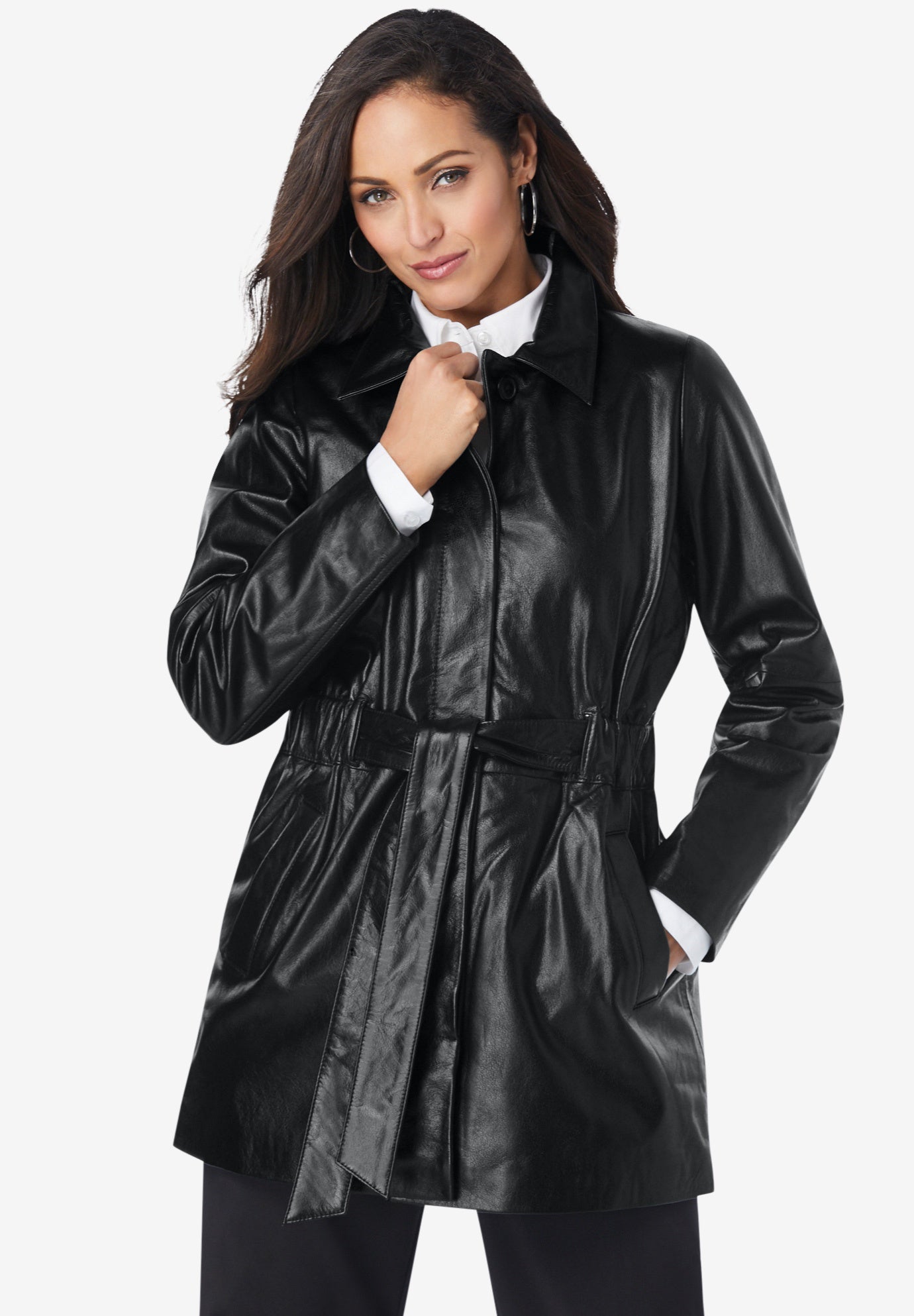 cinched waist leather jacket