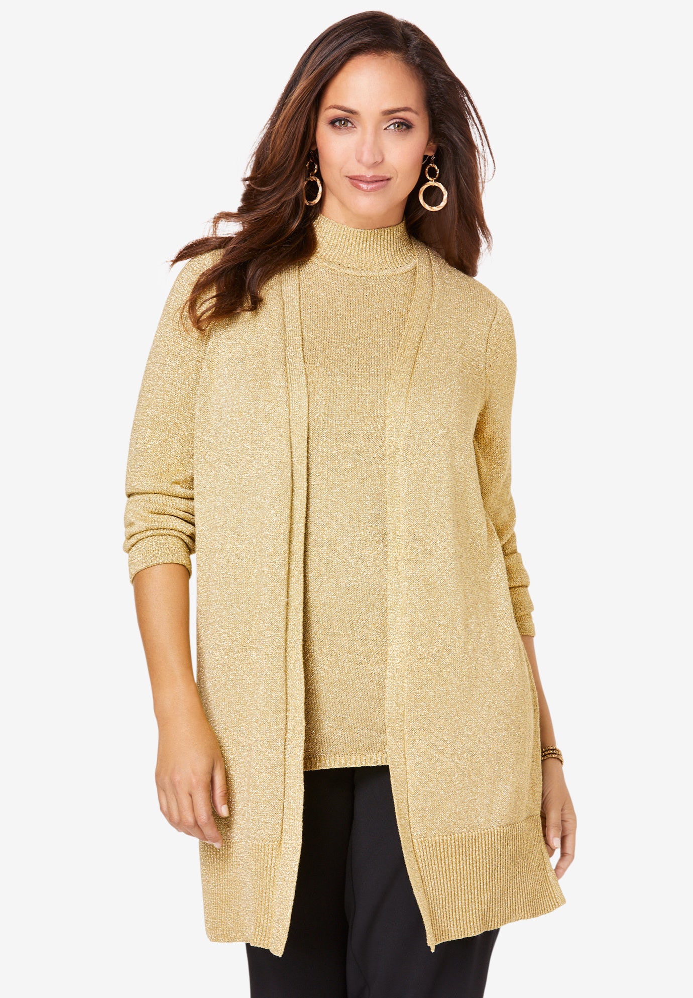 Shimmer Cardigan Sweater Woman Within