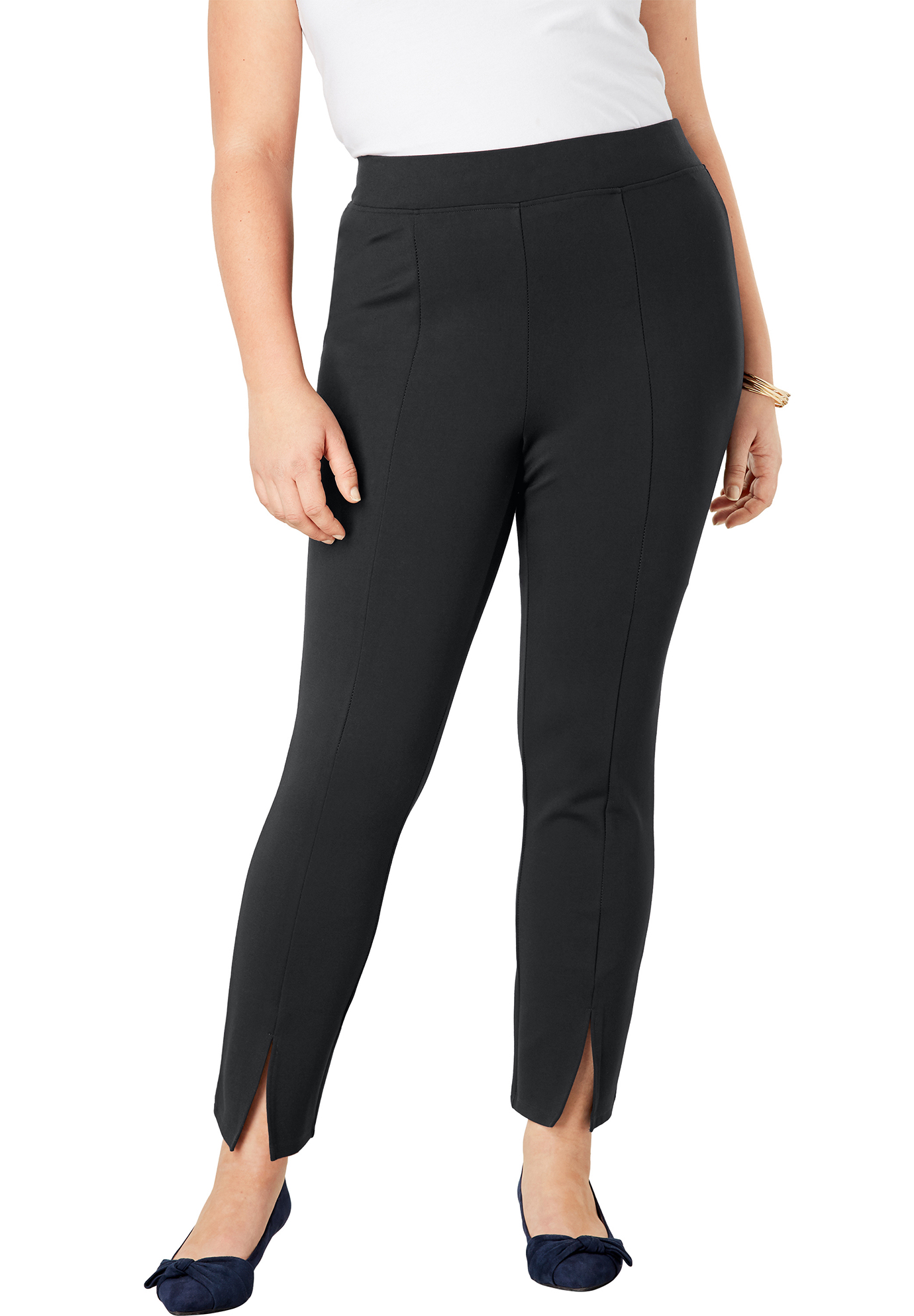 Ponte Slit Ankle Pant | Woman Within