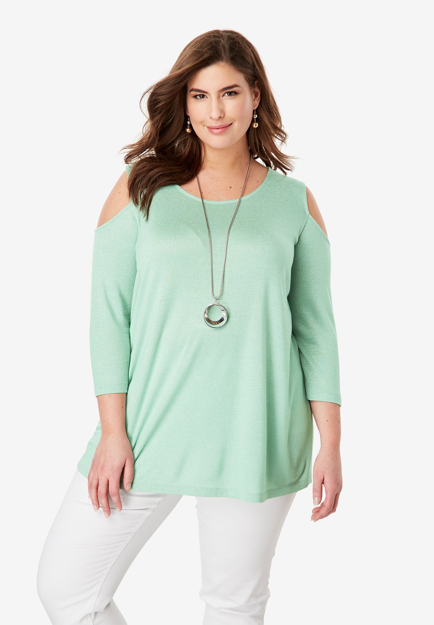 Metallic Cold Shoulder Tunic Woman Within