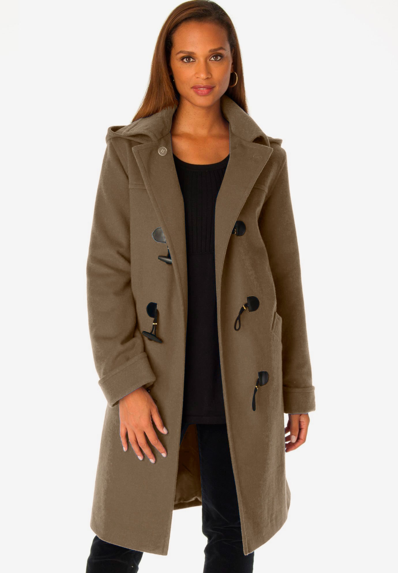 women's hooded toggle coat