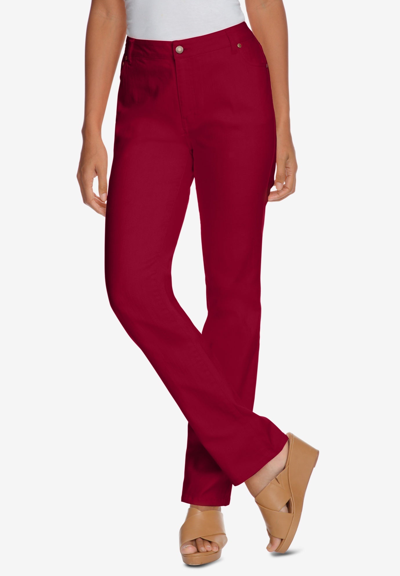 Burgundy straight leg jeans