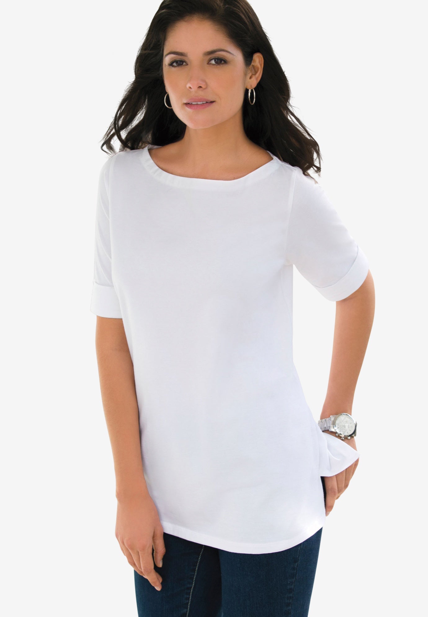 cuff tee plus size t shirts woman within blush by profile size chart