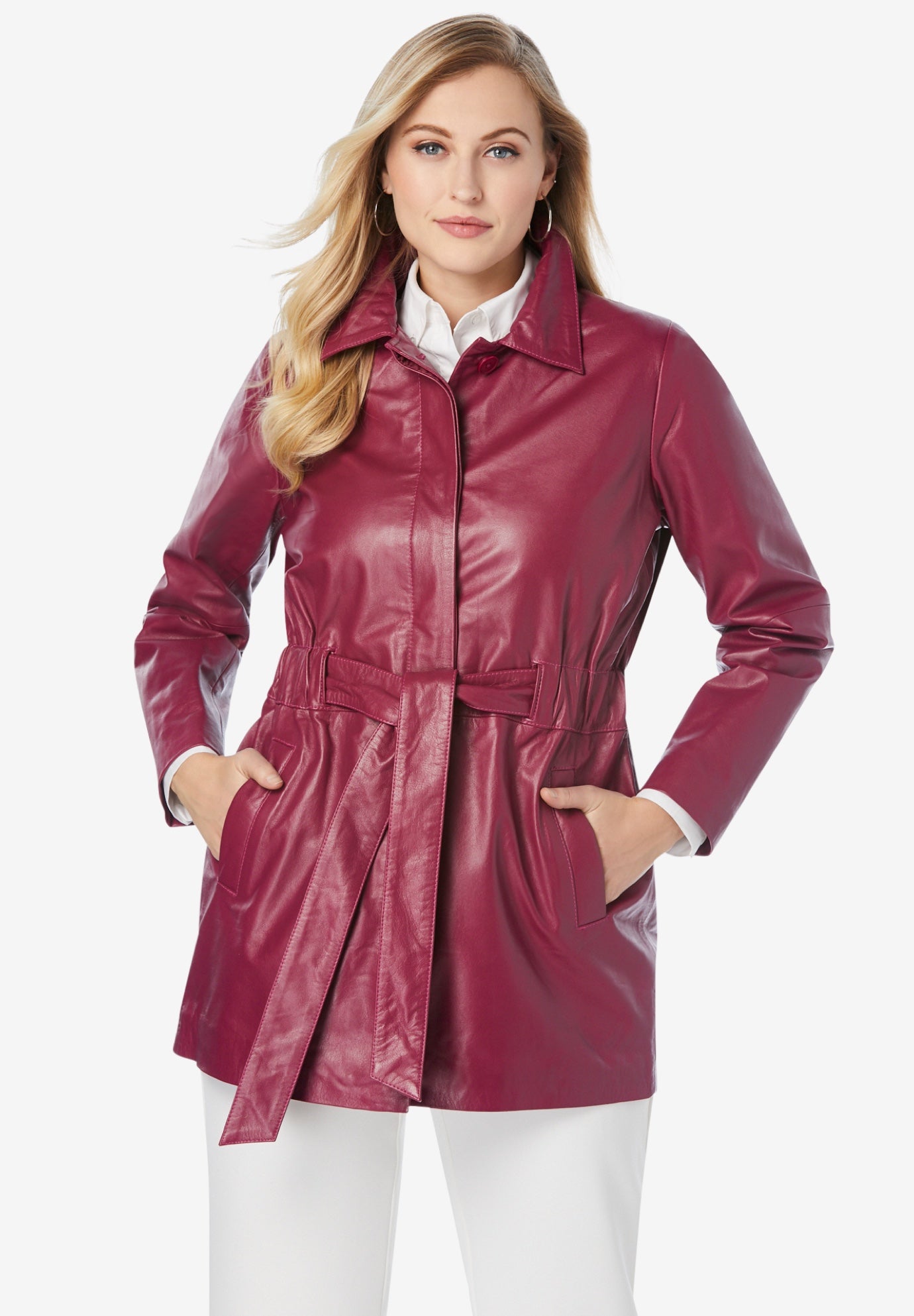 Cinched Waist Leather Jacket Woman Within