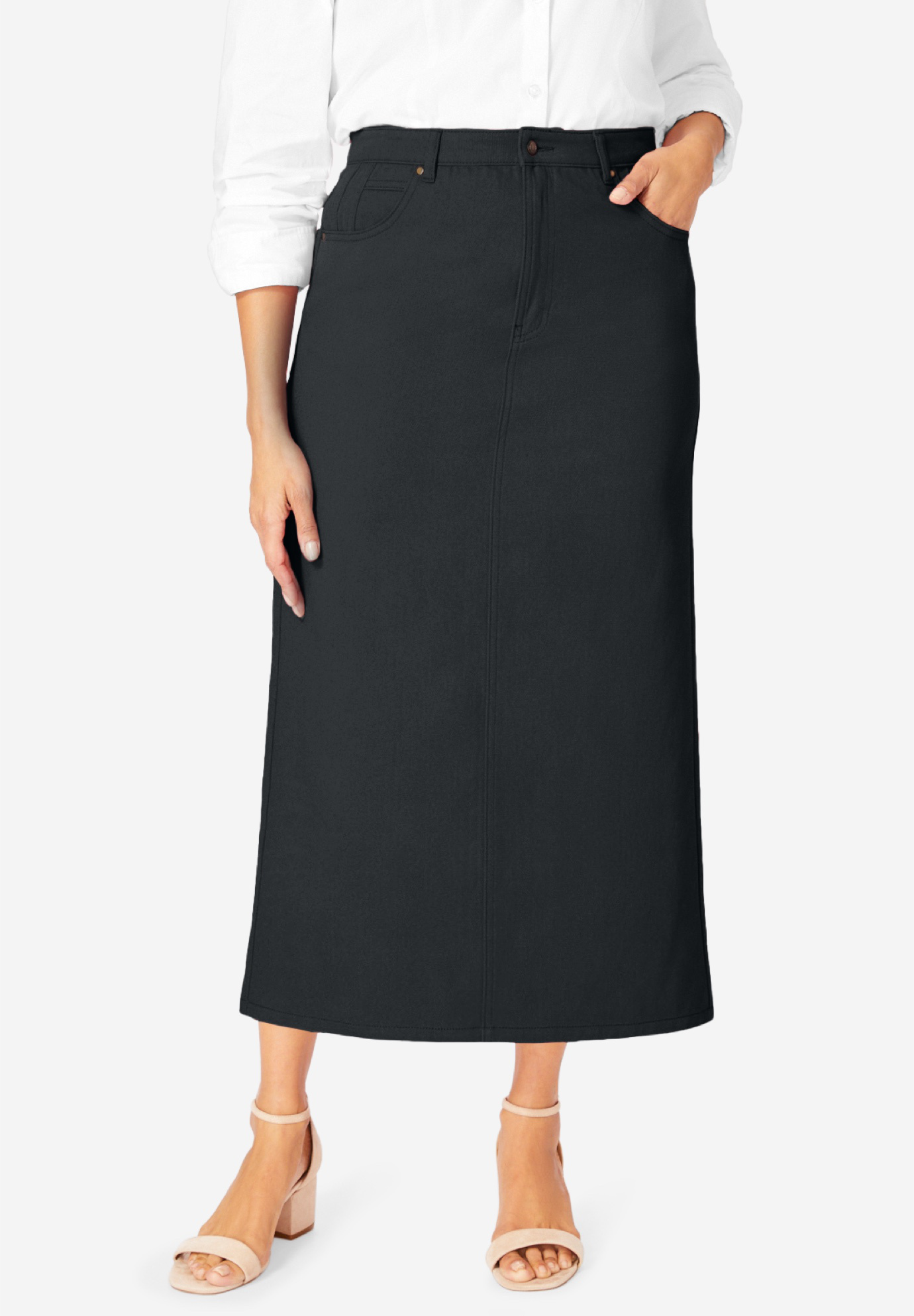 Classic Cotton Denim Long Skirt | Woman Within