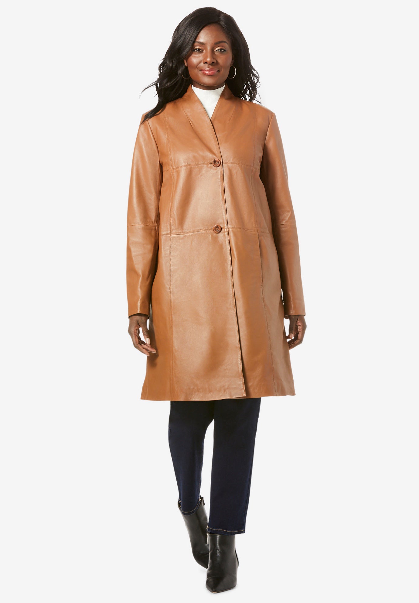 Womens leather swing sales coats