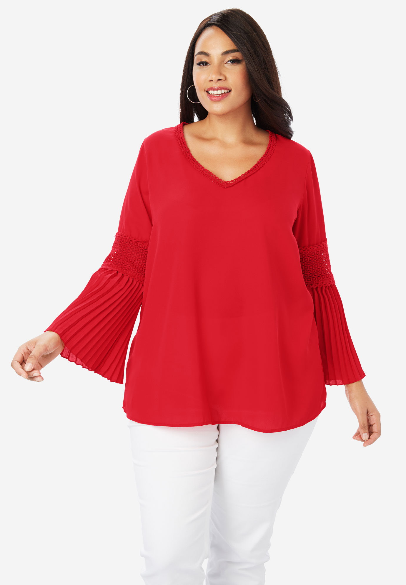 Pleated Bell Sleeve Tunic | Woman Within