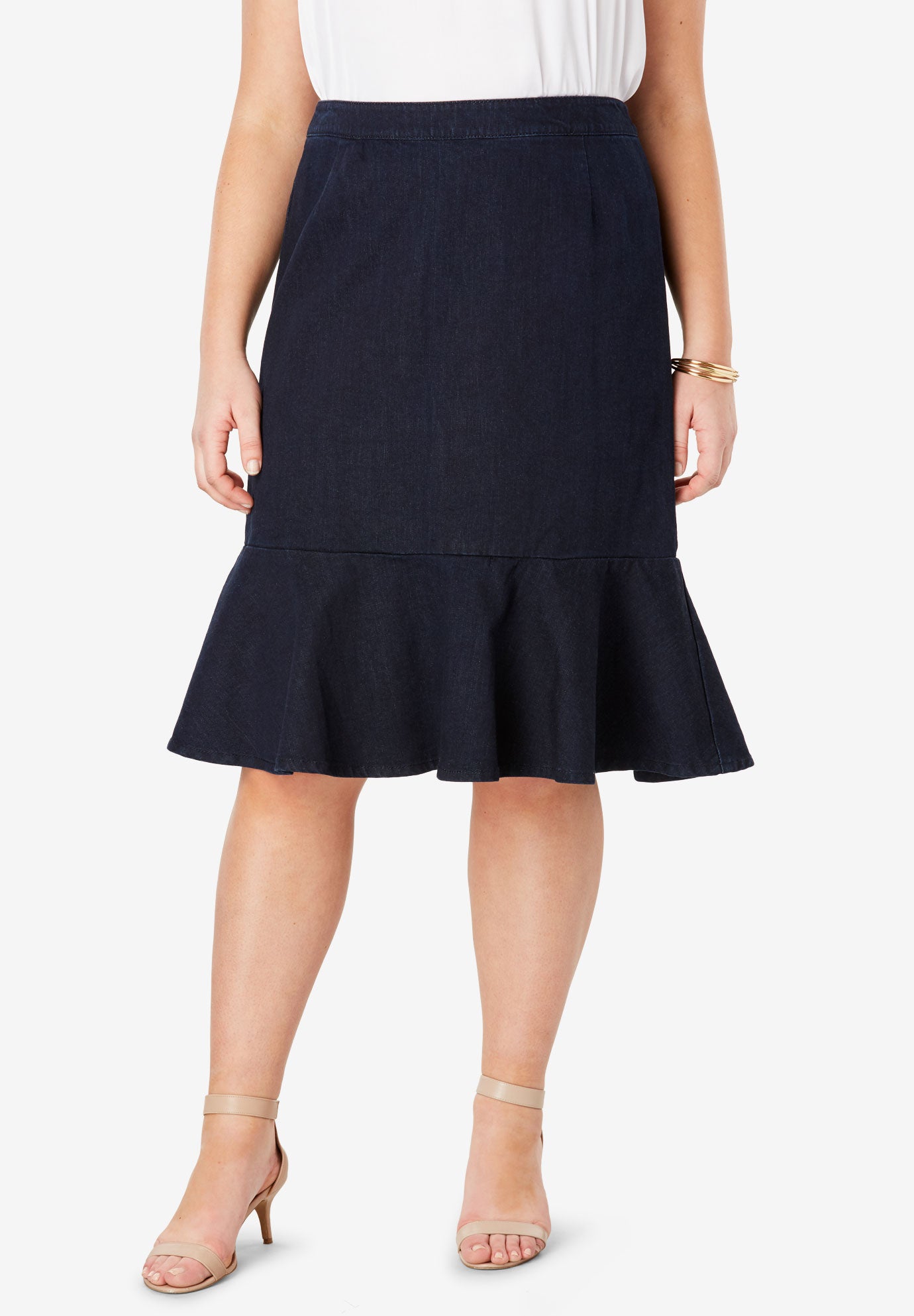 Refined Denim Flounce Skirt Woman Within