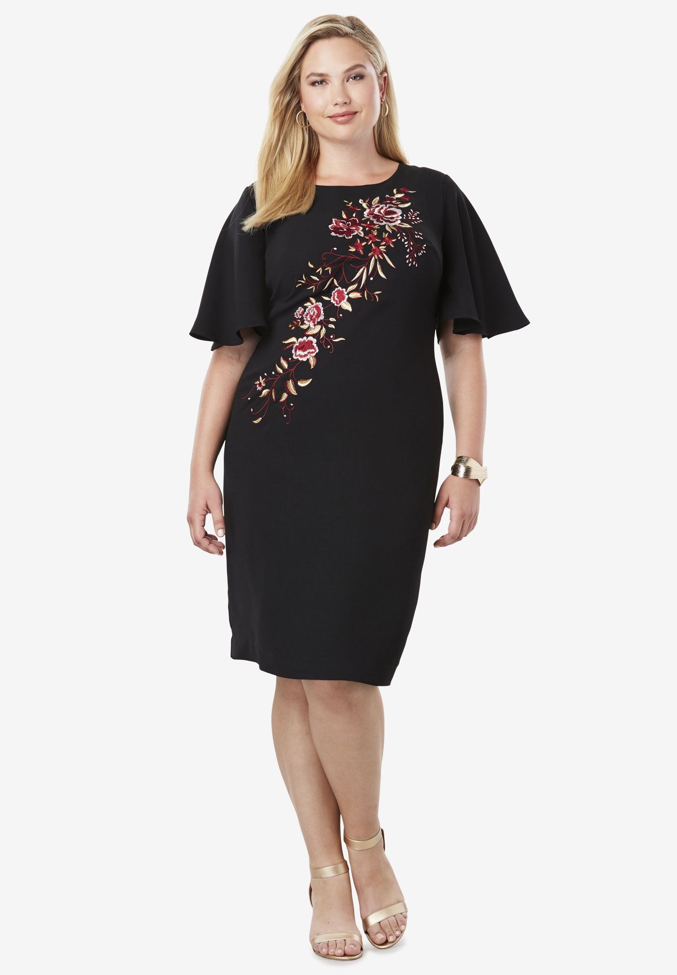 Embroidered Sheath Dress | Plus Size Evening Dresses | Woman Within
